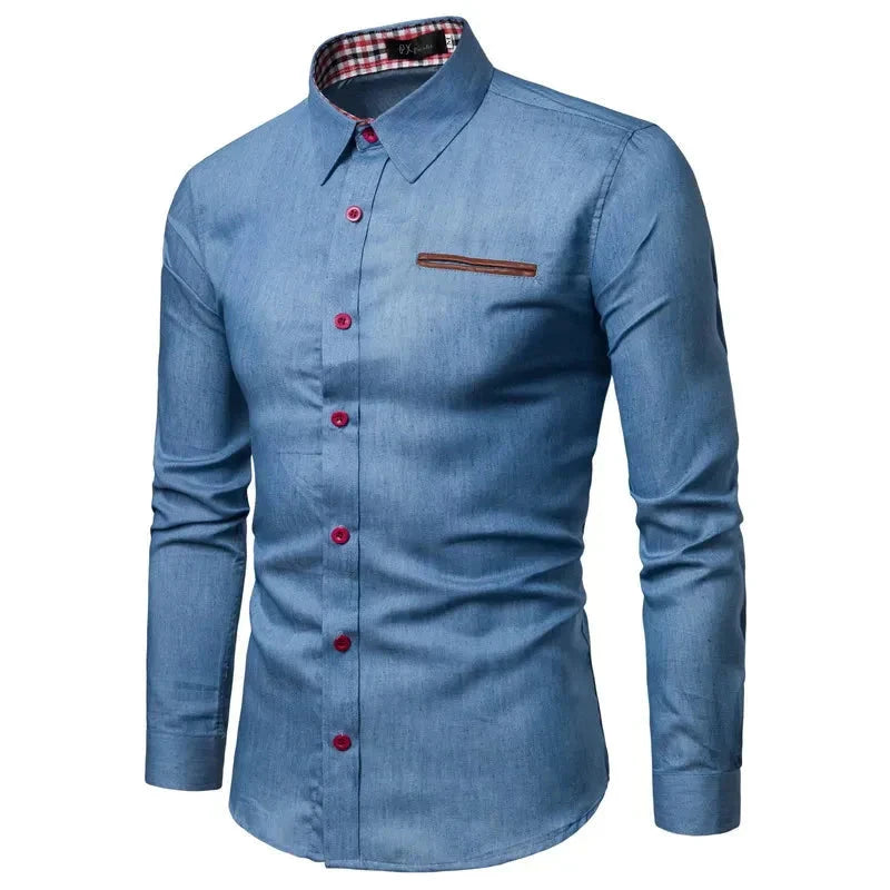 Camisa Masculina Manga Longa Casual CAMISA004 G2 Sr Alpha Azul PP