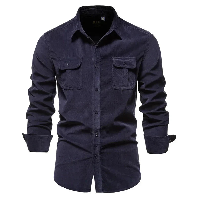 Camisa Masculina Manga Longa Casual CAMISA07 G2 Sr Alpha Azul Marinho P - 55-65kg