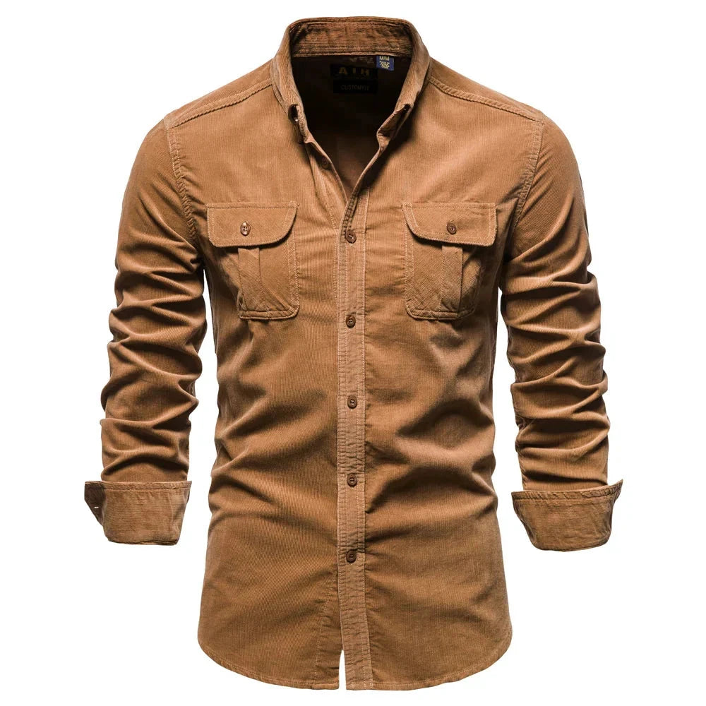 Camisa Masculina Manga Longa Casual CAMISA07 G2 Sr Alpha Marrom P - 55-65kg