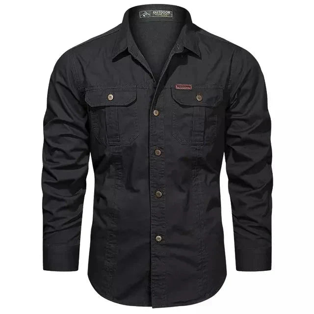 Camisa Masculina Manga Longa Militar Camisa Manga Longa Masculina Militar Sr Alpha Preto P