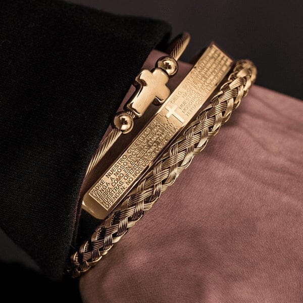 Conjunto 3 Pulseiras Crucifixo PAI NOSSO Joias & Acessórios (Pulseira 2) Dm Stores