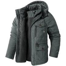 Jaqueta Masculina Tática com Capuz Forro Fleece e Bolsos