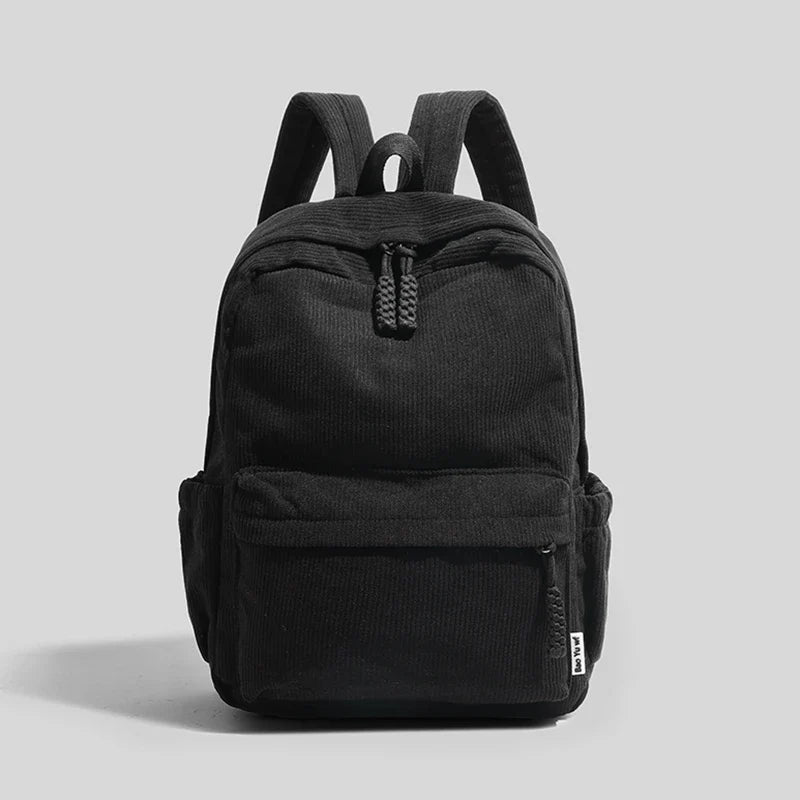 Mochila Fashion em Veludo Cotelê de Grande Capacidade com Alças Ajustáveis — Ideal para Escola, Viagem e Uso Diário