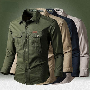 Camisa Comprida Military Com Bolsos, Botões e Design Único Original - Brinde: Relógio A Prova D'Água MASCULINO - ROUPAS - CAMISA 5 Dm Stores 