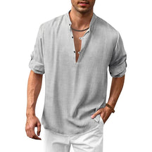 Camisa de Manga Comprida Masculina Hawaiian MASCULINO - ROUPAS - CAMISETA 2 Dm Stores Cinza M 