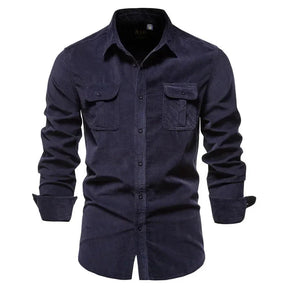 Camisa Masculina Manga Longa Casual CAMISA07 G2 Sr Alpha Azul Marinho P - 55-65kg 