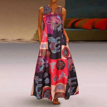 Vestido Longo Lili Estampado Roupas (Vestido 10) Dm Stores P Vermelho-violeta-medio 